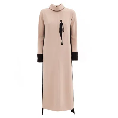 Julia Allert Women's Neutrals Designer Long Dress With Embroidery Beige