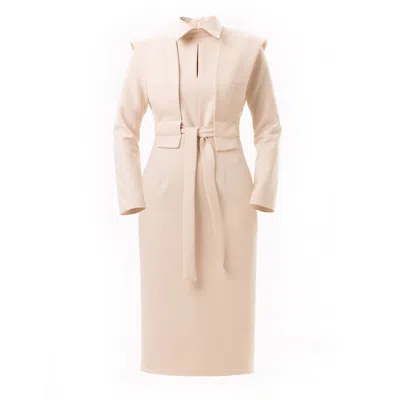 Julia Allert Women's Neutrals Ecru Fashion Fitted Midi Dress In Beige