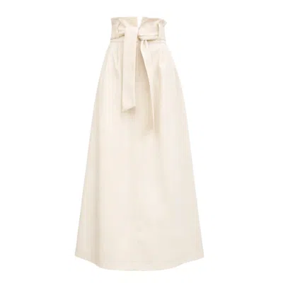 Julia Allert Women's Neutrals Ecru High Waist A-line Long Skirt With Belt