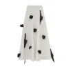 Julia Allert Women's Neutrals Faux Leather A-line Skirt With Floral Details - Ivory In Multi