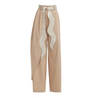 Julia Allert Women's Neutrals High-waist Wrap Trousers – Beige In Multi
