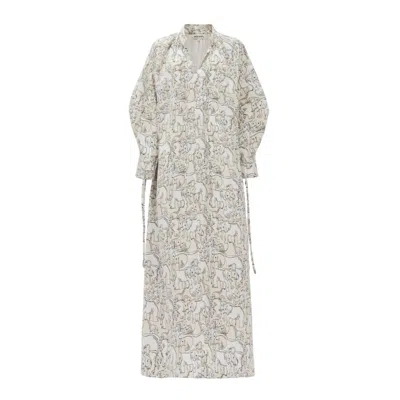 Julia Allert Women's Neutrals Lightweight Viscose Animal Print Maxi Dress Beige