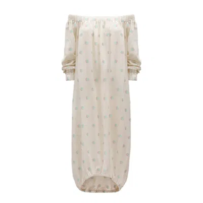 Julia Allert Women's Neutrals Off-shoulder Cotton Loose Fit Midi Dress - Pastel Print
