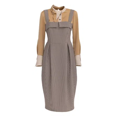 Julia Allert Women's Neutrals Pinafore Dress With Wide Straps And Blouse Insert Beige