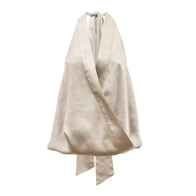 Julia Allert Women's Neutrals Satin Halter Open Back Top Light Beige