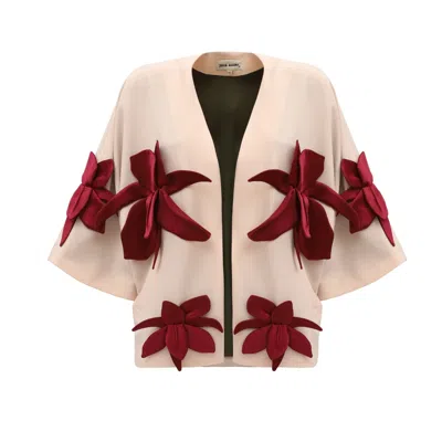 Julia Allert Women's Neutrals Silk-lined Wrap Jacket With Dropped Sleeves Peach Nude