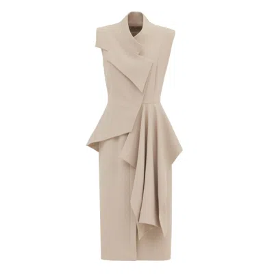 Julia Allert Women's Neutrals Sleeveless Button-front Draped Midi Dress - Beige