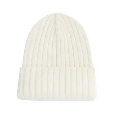 Julia Allert Women's Neutrals Solid Rib-knit Hat With A Foldover Cuff Ecru