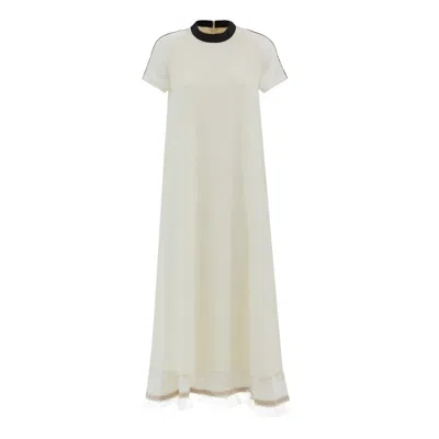 Julia Allert Women's Neutrals Textured Long A-line Dress Ecru In Beige