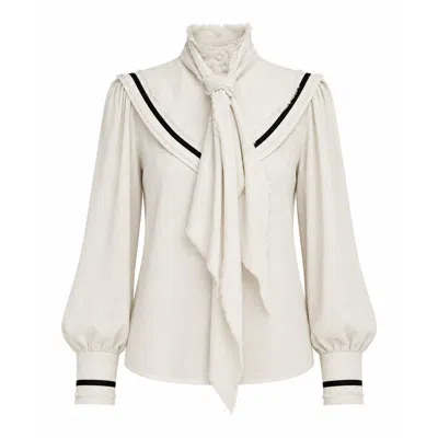 Julia Allert Women's Neutrals Tie Front Long Sleeve Blouse – Ivory In White