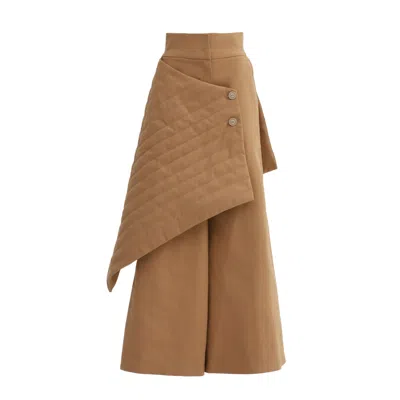 Julia Allert Women's Neutrals Vintage Wool Blend Quilted Pants Camel