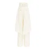 Julia Allert Women's Neutrals Wide Leg Trousers With Skirt Overlay - Ivory In White