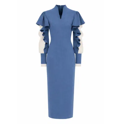 Julia Allert Women's Occasion Midi Dress With Ruffled Sleeves - Pale Blue