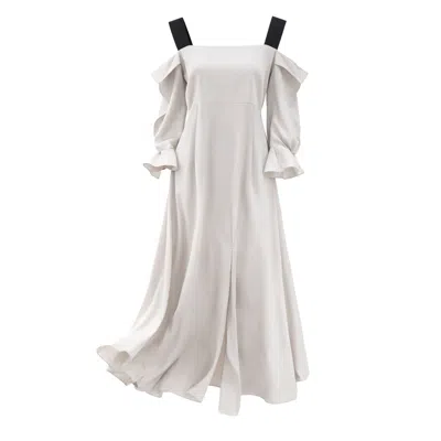 Julia Allert Women's Off-shoulder Midi Dress With Contrast Straps - Off-white