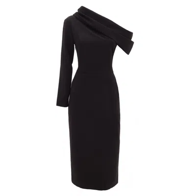 Julia Allert Women's One Shoulder Cowl-neck Midi Dress - Black