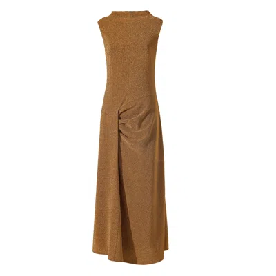 Julia Allert Women's Orange Evening Metallic Knit Sleeveless Long Dress - Bronze In Brown