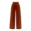 Julia Allert Women's Orange Retro Wide-leg Trousers - Rust Velvet In Brown