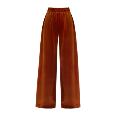 Julia Allert Women's Orange Retro Wide-leg Trousers - Rust Velvet In Brown