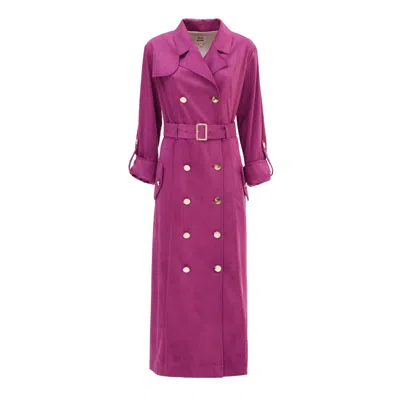 Julia Allert Women's Pink / Purple Belted Double-breasted Trench Suede Pink In Pink/purple