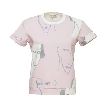 Julia Allert Women's Pink / Purple Crew Neck T-shirt With Rolled Sleeves Art Print