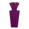 Julia Allert Women's Pink / Purple Fashion Midi Dress With Belt And Bold Shoulders Violet In Pink/purple