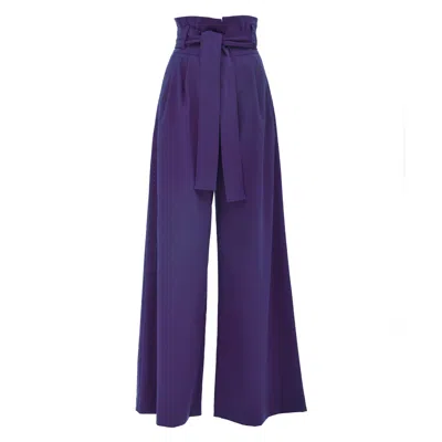 Julia Allert Women's Pink / Purple High Waist Long Wide Leg Trousers - Pink & Purple In Pink/purple