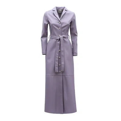 Julia Allert Women's Pink / Purple Lavender Long Button-up Eco-leather Trench