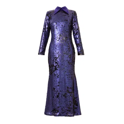 Julia Allert Women's Pink / Purple Sequin Column Maxi Dress In Pink/purple
