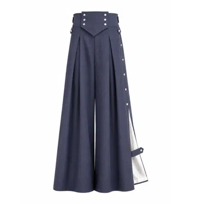 Julia Allert Women's Pleated Utility Palazzo Trousers – Blue