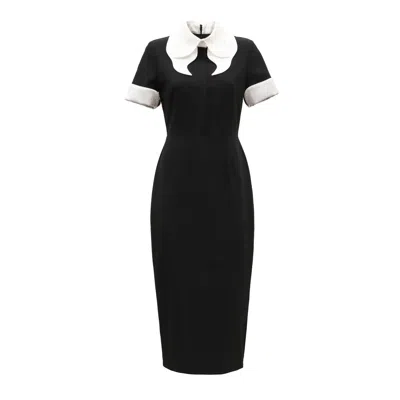 Julia Allert Women's Polished Fitted Midi Short Sleeve Dress - Black