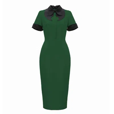 Julia Allert Women's Polished Fitted Midi Short Sleeve Dress - Green