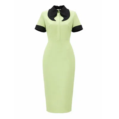 Julia Allert Women's Polished Fitted Midi Short Sleeve Dress - Light Lime Green