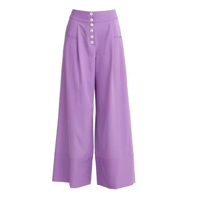Julia Allert Women's Purple Button Front Palazzo Trousers – Lilac