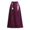 Julia Allert Women's Purple Casual Chic Front Slit Suede Skirt - Deep Violet In Purple