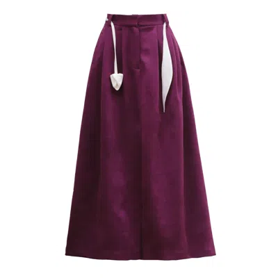 Julia Allert Women's Purple Casual Chic Front Slit Suede Skirt - Deep Violet