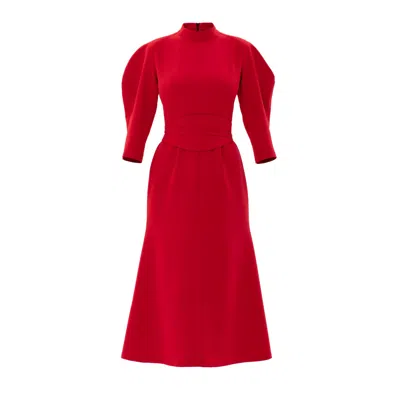 Julia Allert Women's Red Fitted Dress With Belt