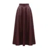 Julia Allert Women's Red Full Flare High Waist Faux Leather Skirt – Burgundy In Burgundy