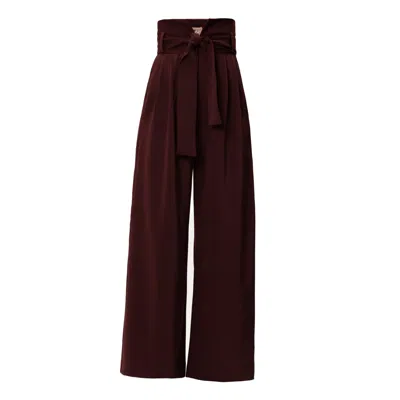 Julia Allert Women's Red High Waist Long Wide Leg Trousers – Burgundy