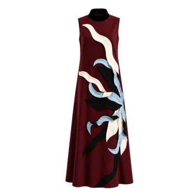 Julia Allert Women's Red Sleeveless High-neck A-line Occasion Dress – Burgundy