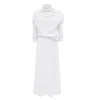 Julia Allert Women's Rib Knit Suit Asymmetric Blouse & Basik Skirt White In White