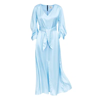Julia Allert Women's Satin Ankle-length Dress With Belt - Light Blue