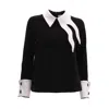 Julia Allert Women's Semi-formal Blouse With Contrasting Details Black In Black