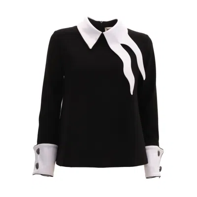 Julia Allert Women's Semi-formal Blouse With Contrasting Details Black