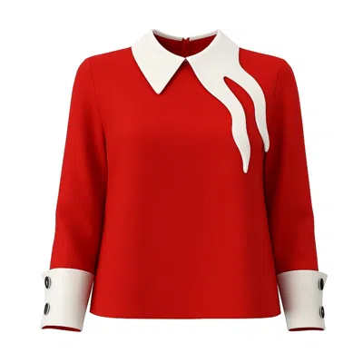 Julia Allert Women's Semi-formal Blouse With Contrasting Details Red