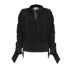Julia Allert Women's Semi-sheer Evening Blouse - Textured Crepe Black In Black