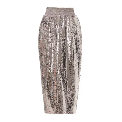 Julia Allert Women's Sequin Midi Pencil Skirt Silver