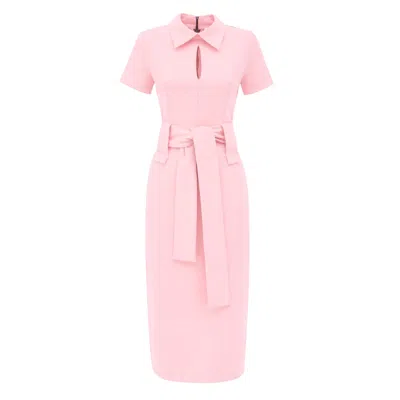Julia Allert Women's Short Sleeve Midi Dress With Belt - Blush Pink