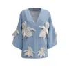 Julia Allert Women's Silk-lined Wrap Jacket With Dropped Sleeves Light Blue In Blue