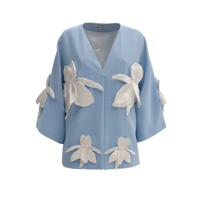 Julia Allert Women's Silk-lined Wrap Jacket With Dropped Sleeves Light Blue