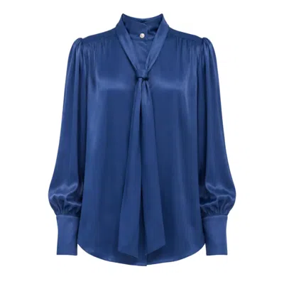 Julia Allert Women's Silk Organza Tie Front Shirt – Blue